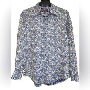 Robert Graham Men's Blue Paisley Button Up Shirt Size Large